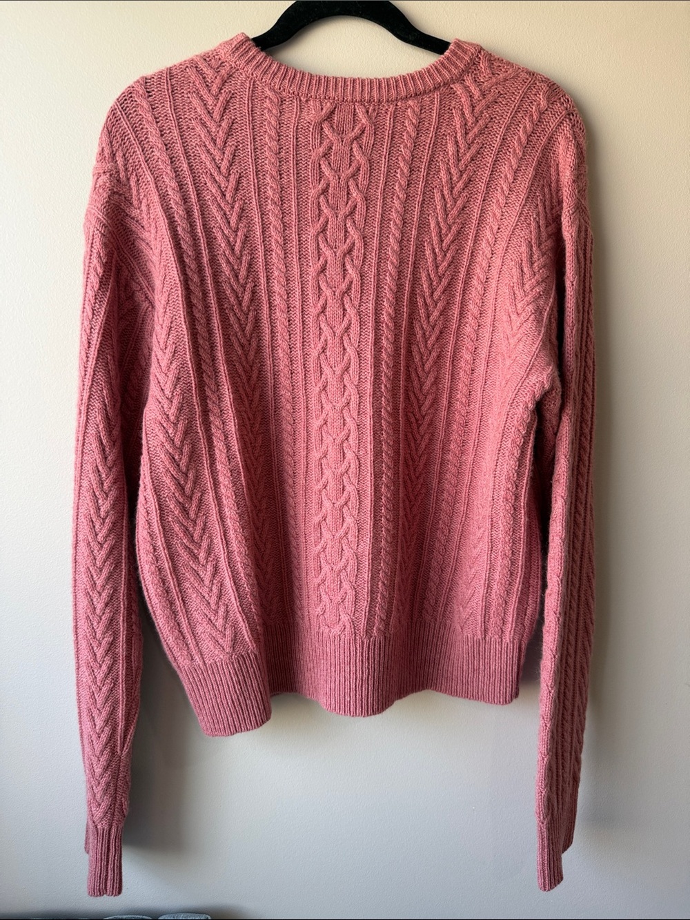 Lauren Ralph Lauren Rose Cable Knit Crewneck Sweater cashmere wool M - Picture 3 of 4
